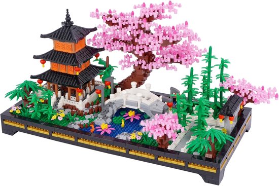 Lezi Nanoblocks Japanse bloemen tuin | Botanical Bonsai | Sakura Flowers Collection | Classic Creator STEM speelgoed bouwpakket niet compatibel met lego mould king sluban mega | Architecture modelbouw voor volwassenen en kinderen | 2805 bloks