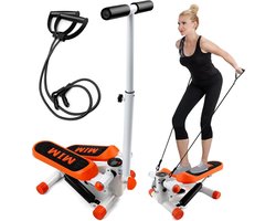 Sanorum Stepper - 2-in-1 Stepper - Met LCD-monitor en weerstandskabels - Fitness Stepper - Aerobic Stepper - Mini Stepper - Hydraulische Demper