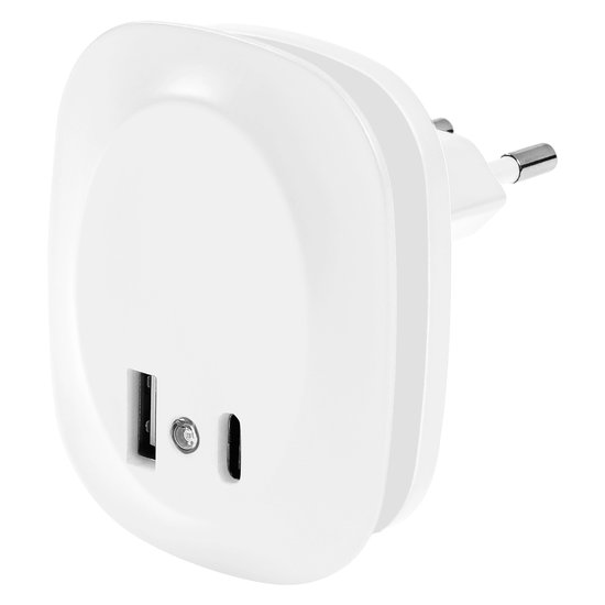 OSRAM LUNETTA EDGE plug-in nachtlamp, wit, 0,35W, 10lm, warm wit licht, daglichtsensor, USB-A & USB-C poort, LED technologie, oplaadfunctionaliteit, lange levensduur, IP20, 3000K. van Osram — afbeelding 2