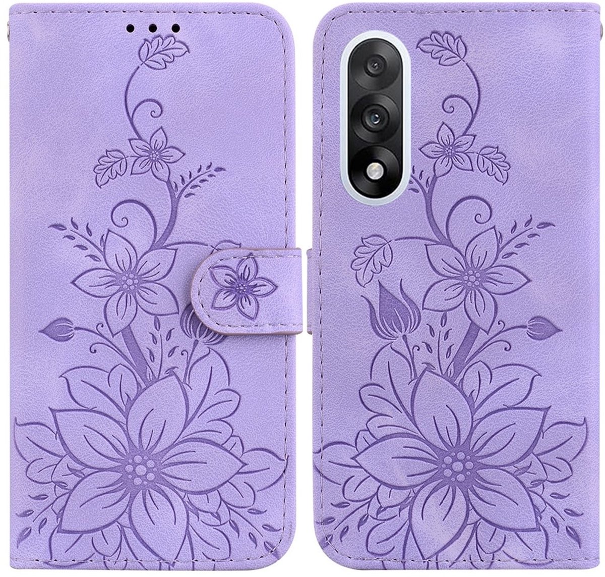 Coverup Hoesje - Geschikt voor OnePlus Nord 5 Hoesje - Coverup Bloemen Book Case - Paars