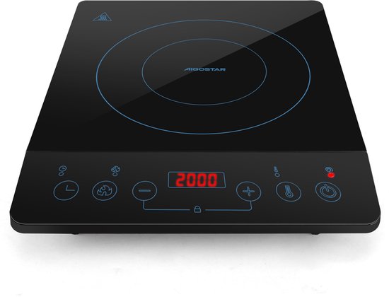 Aigostar Flame 30BWN - Inductie Kookplaat - 2000 Watt - Touch control - 1 kookzone - Timer - Zwart