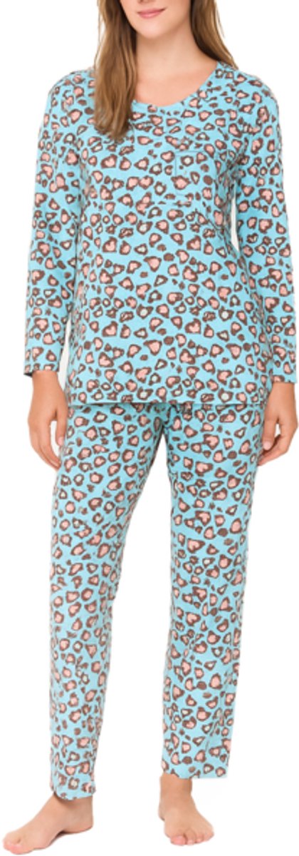 Dames Pyjamaset met Panterprint 2320 Maat- L Blauw