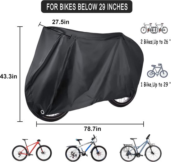 Fietshoes - fietshoes voor 2 fietsen waterdicht-fietshoes voor 1 fiets waterdicht-Waterdichte en winddichte fietshoes voor 2 fietsen (tot 29 inch - Mountainbike en Racefiets) - Zwart - 200 x 70 x 110 cm van DSHUJOYS — afbeelding 5