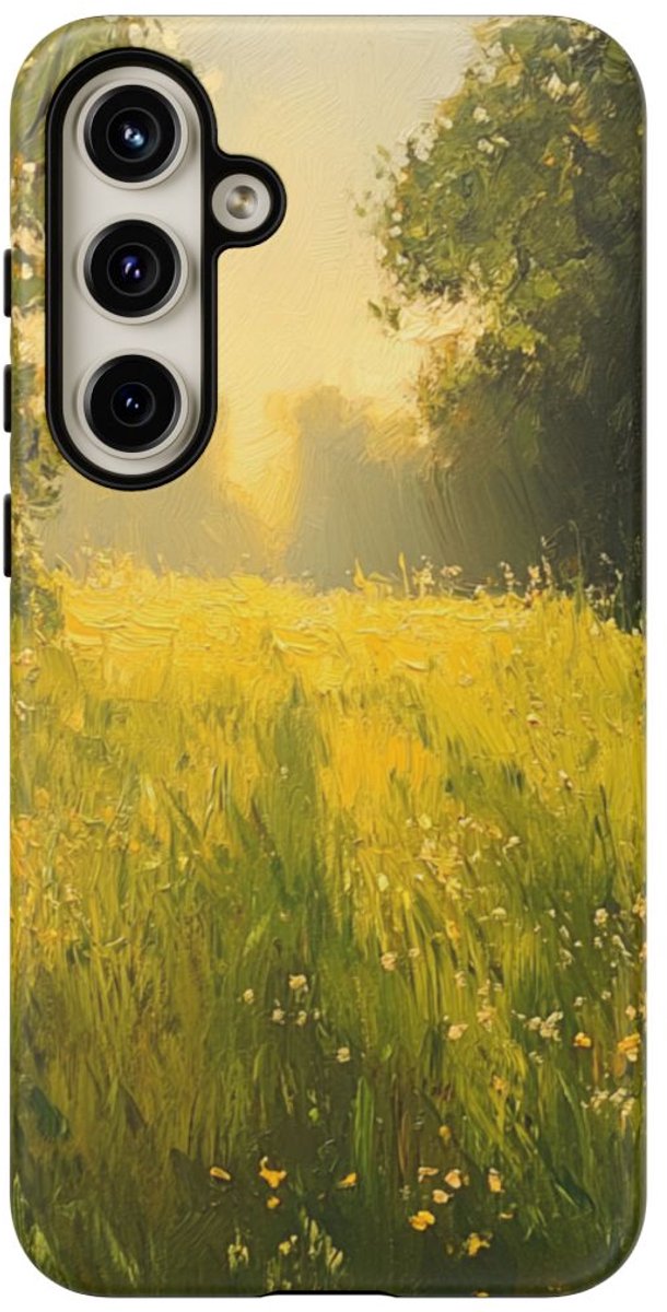 Zonnige Weidelandschap Schildering – Telefoonhoesje Geschikt voor Galaxy S24 Plus