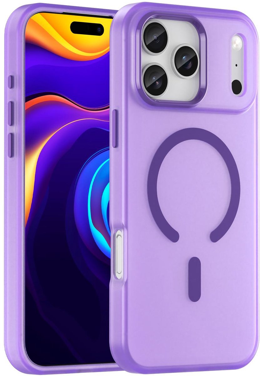 Mobigear Hoesje geschikt voor Apple iPhone 17 Pro Max MagSafe Telefoonhoesje Hardcase | Mobigear Shockproof Backcover | Geschikt voor MagSafe | Geschikt voor Draadloos Opladen met Magnetische Ring | Geschikt voor MagSafe Case - Paars