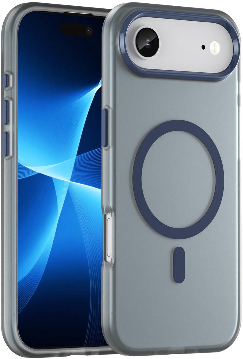 Mobigear Hoesje geschikt voor Apple iPhone Air MagSafe Telefoonhoesje Hardcase | Mobigear Shockproof Backcover | Geschikt voor MagSafe | Geschikt voor Draadloos Opladen met Magnetische Ring | Geschikt voor MagSafe Case - Marineblauw