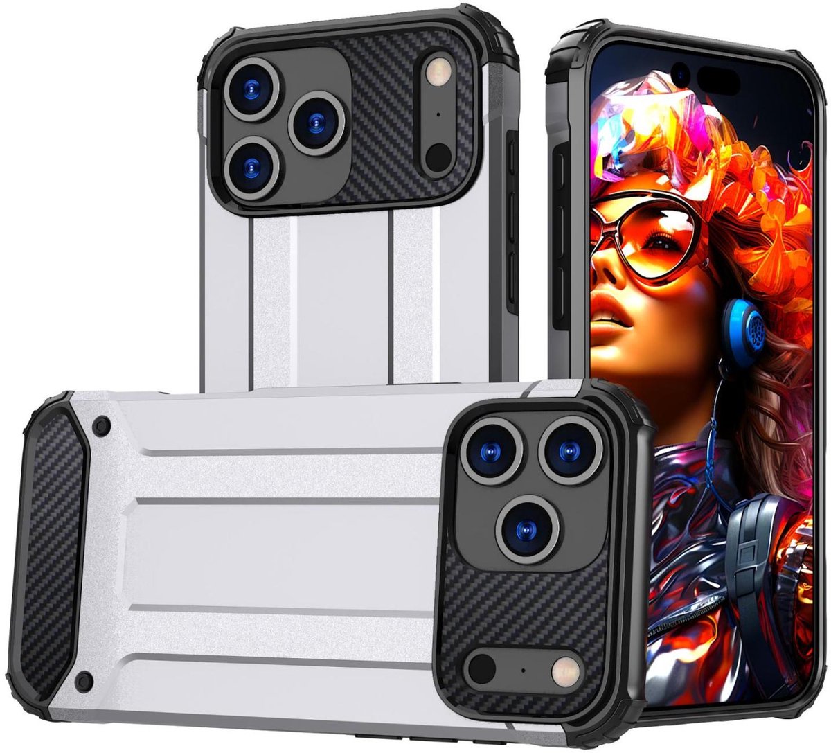 Mobigear Hoesje geschikt voor Apple iPhone 17 Pro Telefoonhoesje Hardcase | Mobigear Outdoor Backcover Shockproof | Schokbestendig iPhone 17 Pro Telefoonhoesje | Anti Shock Proof - Zilver