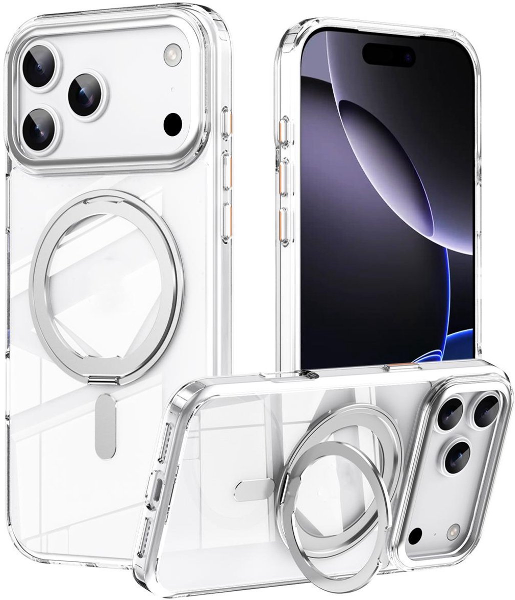 Mobigear Hoesje geschikt voor Apple iPhone 17 Pro Max MagSafe Telefoonhoesje Hardcase | Mobigear Frosted Mag Backcover met Standaard | Geschikt voor MagSafe | Geschikt voor Draadloos Opladen met Magnetische Ring | Geschikt voor MagSafe Case - Zilver