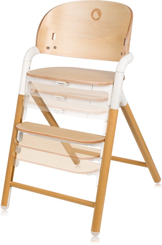 Chaise haute en bois Lionelo Celia 3 en 1 – De Bébé à adulte – Siège et repose-pieds réglables – Harnais 5 points – Revêtement en Eco– Comprend BabySet et plateau – Capacité de charge jusqu'à 90 kg