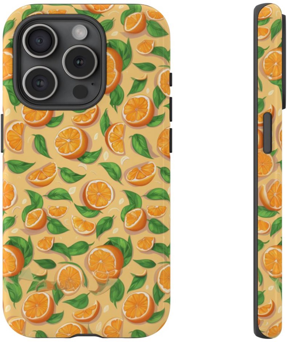 Vrolijk Sinaasappelpatroon – Telefoonhoesje Geschikt voor iPhone 15 Pro