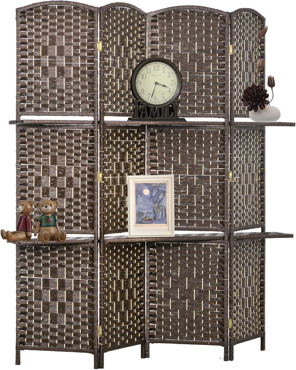 HOMCOM-kamerverdeler-160x1.6x170cm-papiervezel-bruin