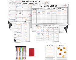 Huys Plan® Magnetische Planner A3 – Weekplanner & Maandplanner - Inclusief 7 Stiften & Wisser