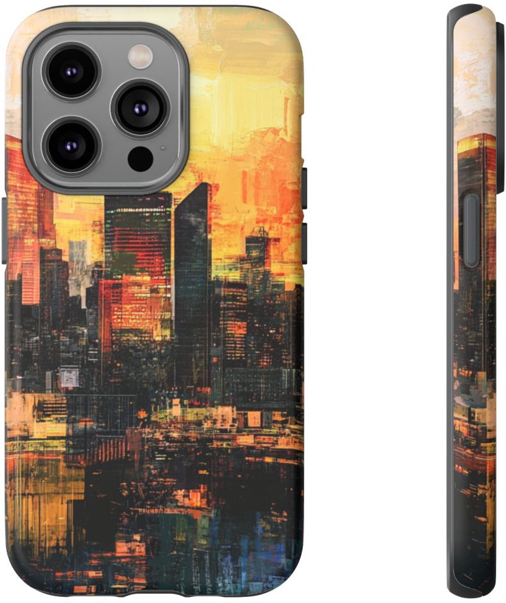 Abstracte Stedelijke Zonsondergang – Telefoonhoesje Geschikt voor iPhone 14 Pro