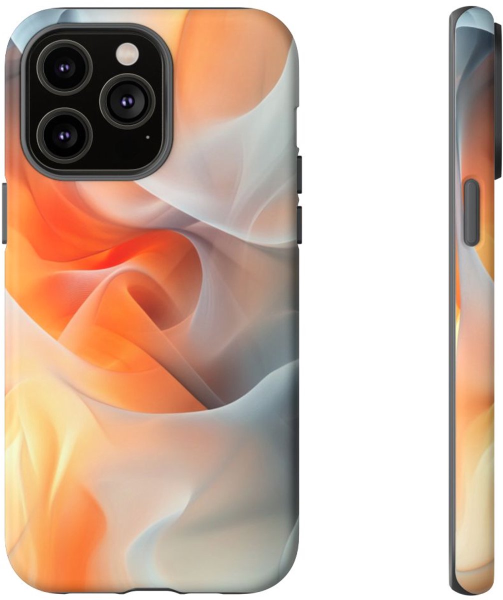 Abstracte Oranje-Grijze Stroom – Telefoonhoesje Geschikt voor iPhone 14 Pro Max