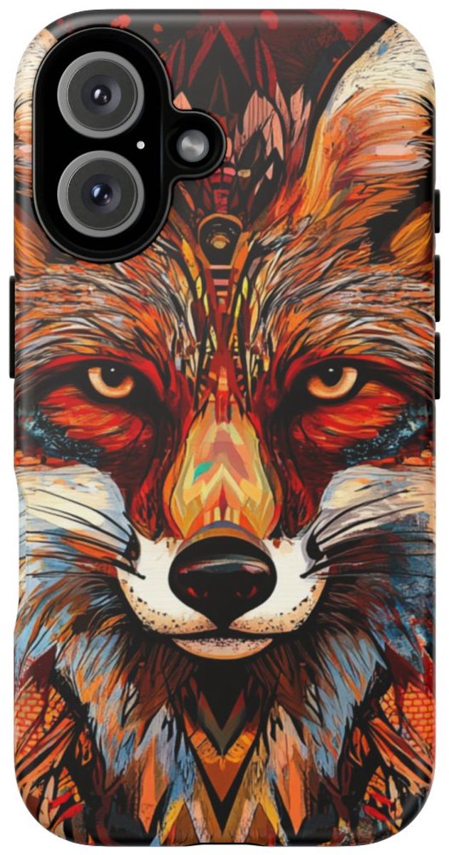 Abstracte Vos Gezicht Kunst – Telefoonhoesje Geschikt voor iPhone 16