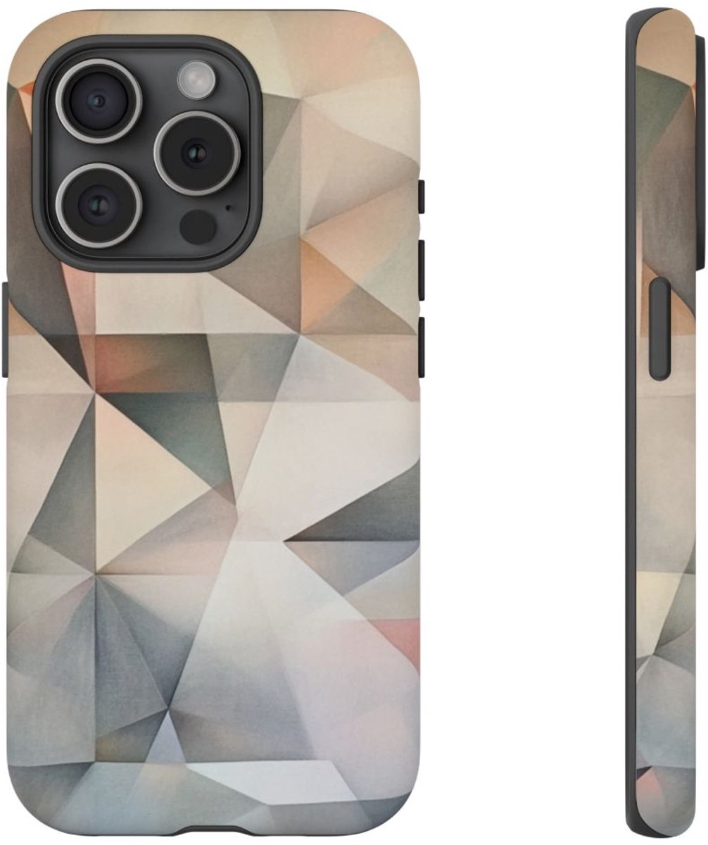 Subtiel Pastel Geometrisch Abstract – Telefoonhoesje Geschikt voor iPhone 15 Pro