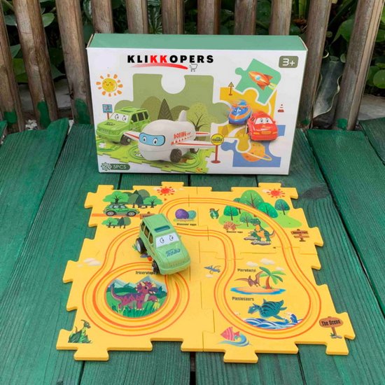 Klikkopers® - Puzzelbaan - Puzzel Kinderen - Racebaan Elektrisch - Speelgoedauto - Race Baan van Klikkopers — afbeelding 2