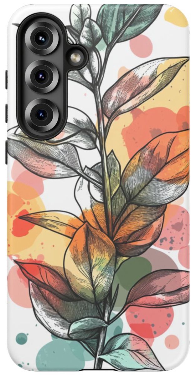 Kleurrijke Botanische Bladeren Illustratie – Telefoonhoesje Geschikt voor Galaxy S25 Plus