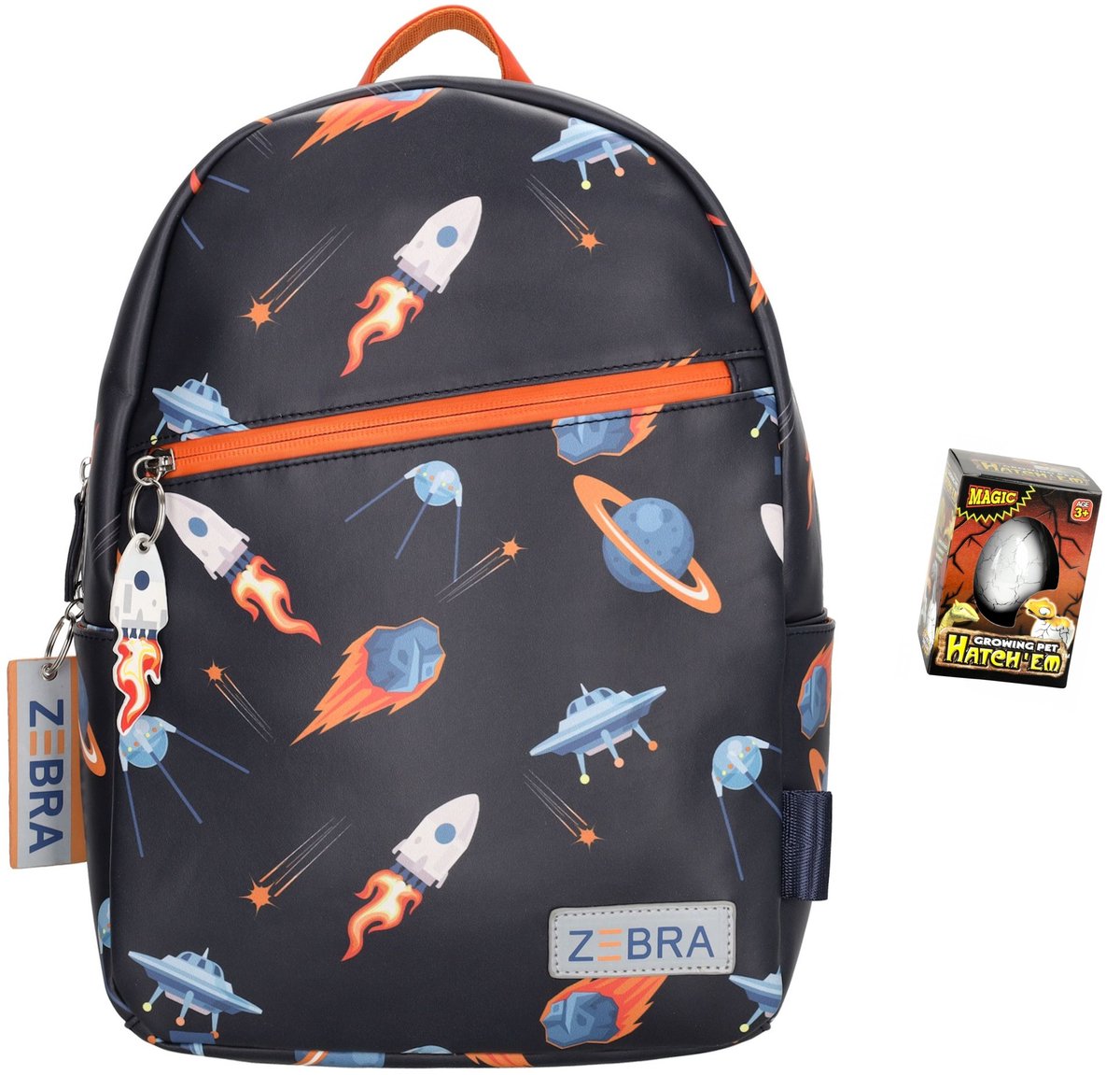 Zebra Rugzak Space - kinderrugtas, rugtas, kinderrugzak, schooltas + Dino Ei