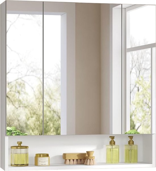 VASAGLE Meuble De Salle De Bain, Meuble De Rangement, Commode, Placard, Armoire, Avec Étagères Réglables, 3 Tiroirs, 30 X 60 X 80 Cm, Blanc BBC542P31V1