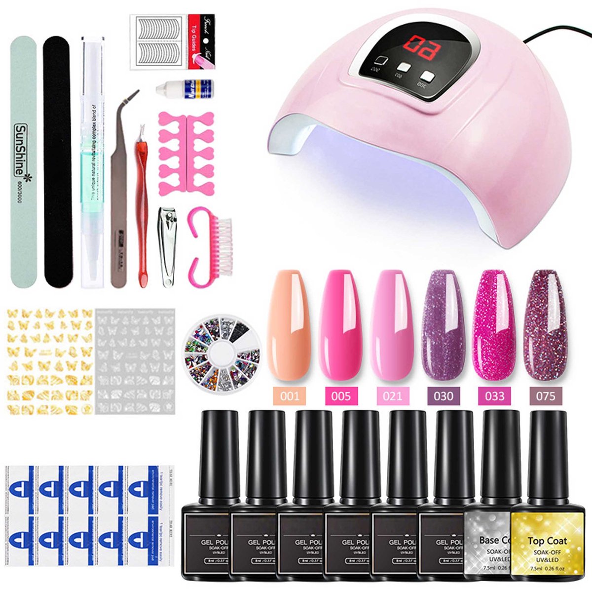 NAXSIR Complete Nail Art Gel Set | 54W LED Nagellamp + 6 Kleuren Semi-perm. Gelpolish + 10+ Tools | Tot 3 Weken Houdbaar