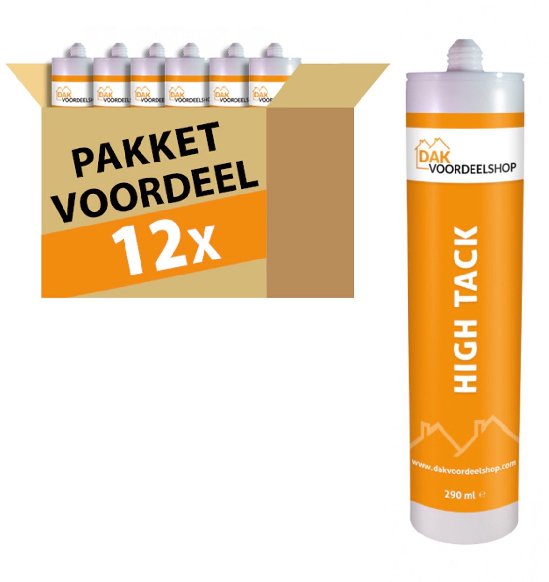 Dakvoordeelshop 12 stuks High Tack Kit 290 ml (wit) - pakketvoordeel