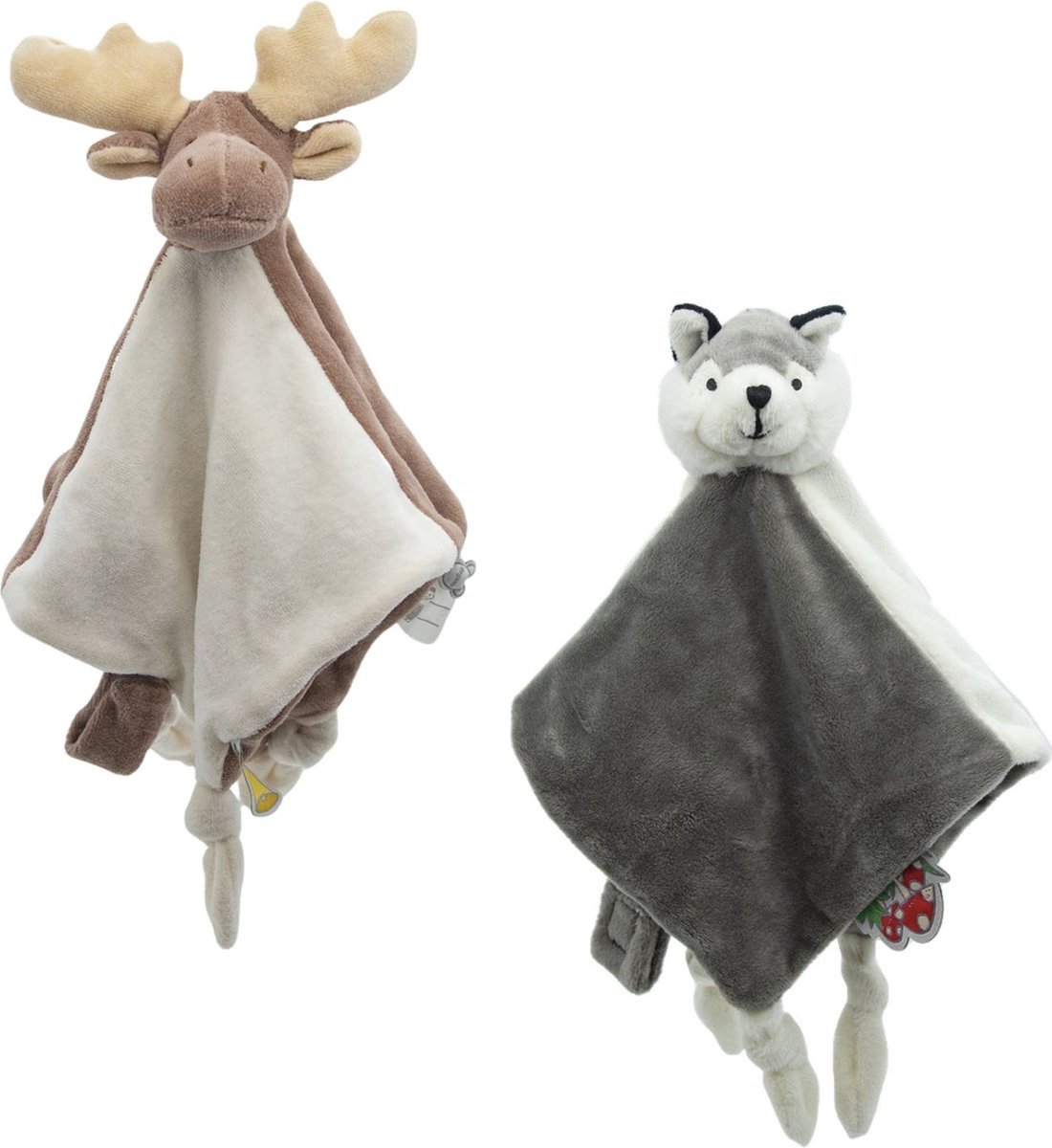 Cute since 1999 - Knuffeldoekjes Bundel - Husky & Rendier Doudou - 30 x 30 cm
