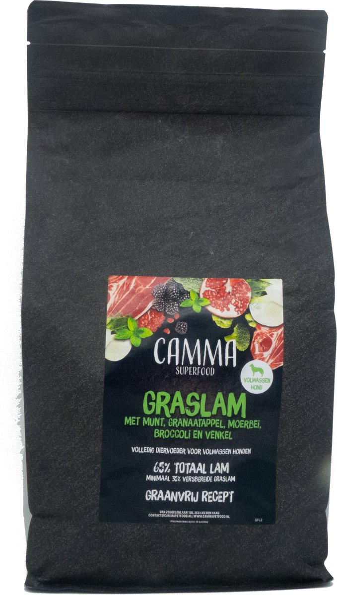 Camma Superfoods Graslam met Munt - Volwassen Hond 2kg