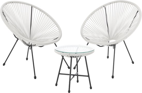 Ensemble de meubles de balcon SVITA BALI - Ensemble de salon Relax Egg-Chair en Design Wit