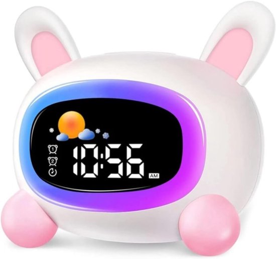 Wekker - Digitale Wekker - Wekkers Digitaal - Digitale Klok - LED - Slaapkamer - Geschikt voor kinderen, kan worden gebruikt tijdens slaaptraining en geluidsontwaking verjaardagstafelklok - konijn