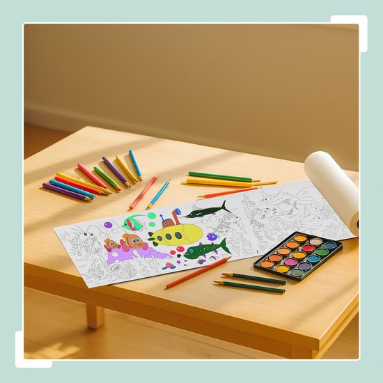 coloriage nappe - lot de 2 - 3 m - op rol - papier - poisson