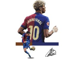 Muursticker Lamine Yamal - FC Barcelona - Spanje - Voetbal - Bekende voetballer - UEFA Champions League - FIFA - Sport - Wanddecoratie - A2