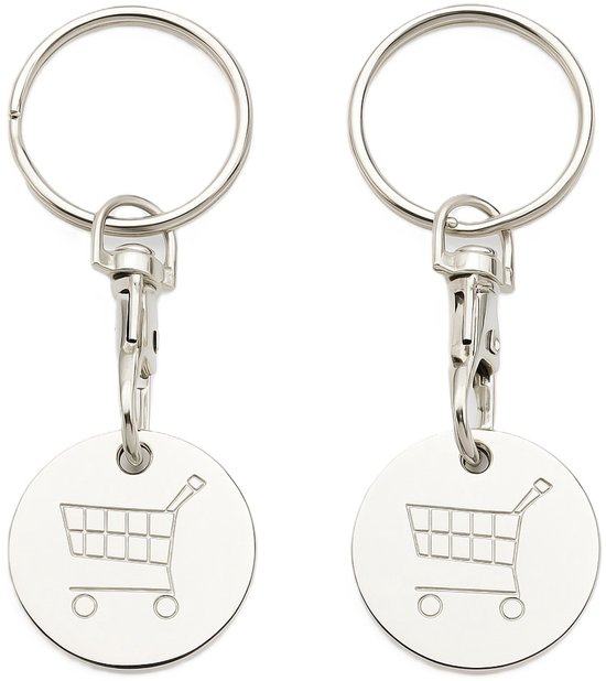 Porte-clés de caddie 2 pièces I pièce de monnaie pour caddie I pièce de caddie I chapeau/jeton I acier inoxydable