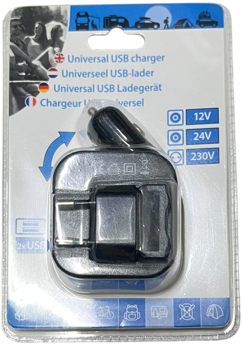 Universele Oplader 2x USB 2.1 A voor Stopcontact en Auto