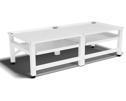 Bodo® - Wasmachine Verhoger - Dubbel - Kast - Ombouw uitschuifbare Plank - Wit - 124x54x37cm