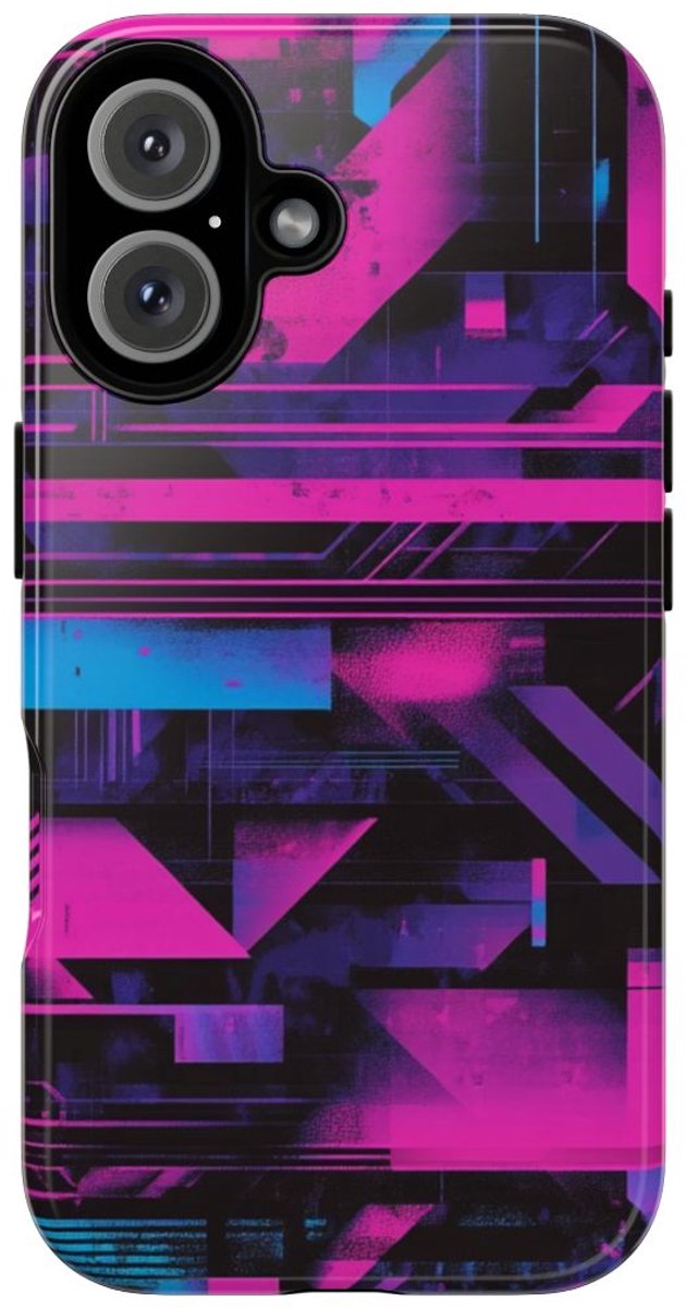 Neon Geometrisch Abstract Patroon – Telefoonhoesje Geschikt voor iPhone 16