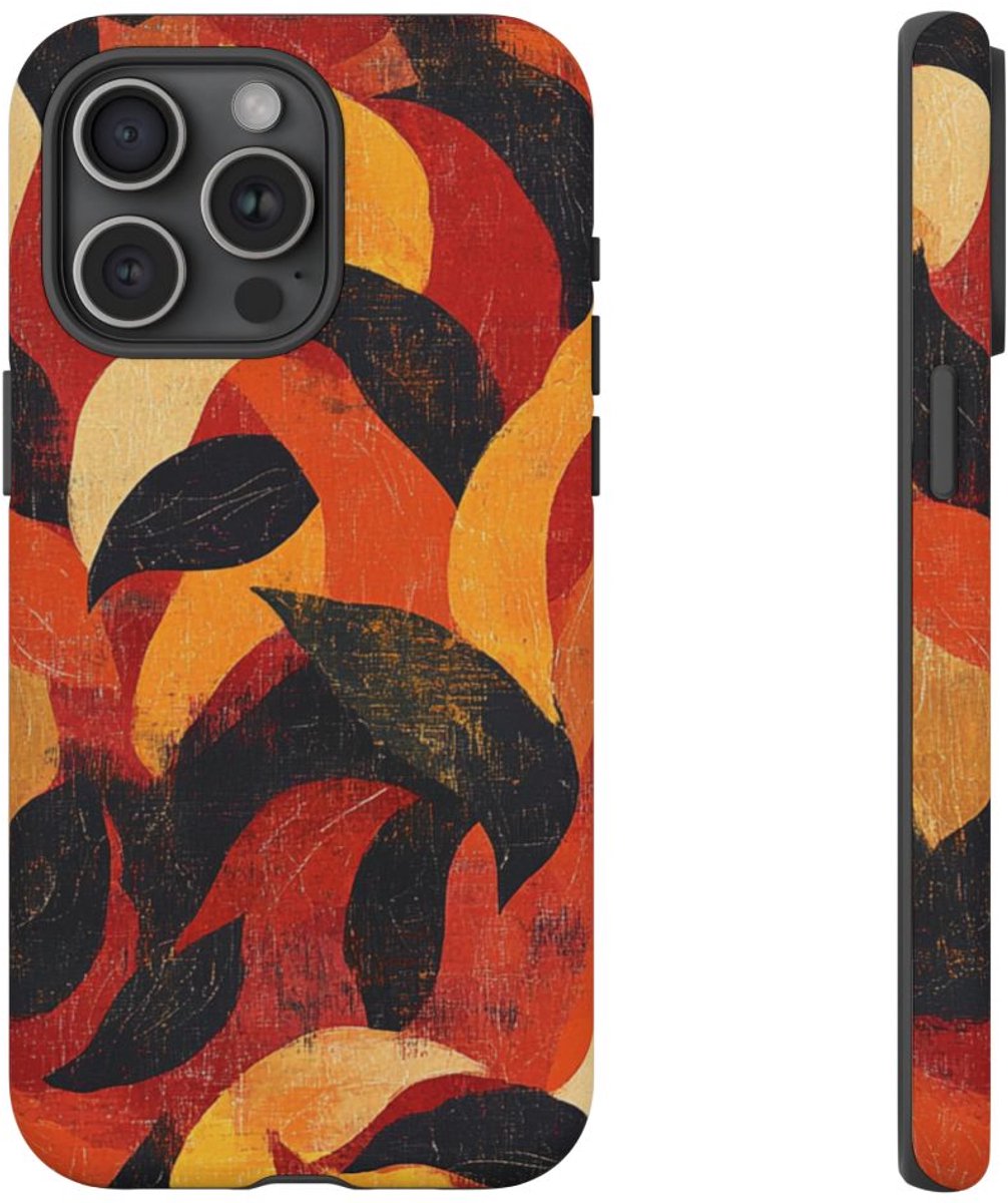 Abstract Herfstbladeren Patroon – Telefoonhoesje Geschikt voor iPhone 15 Pro Max