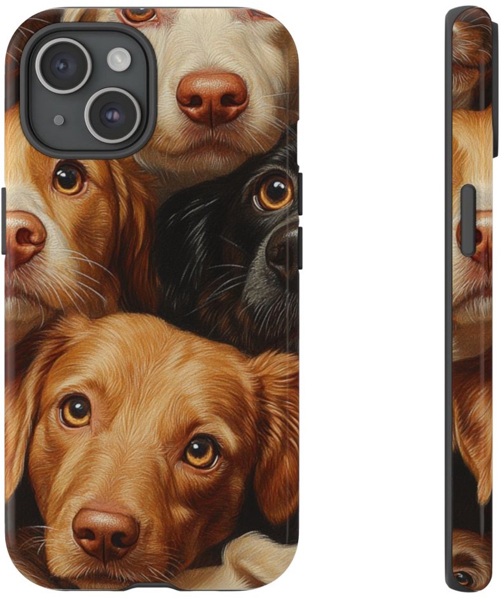 Realistisch Hondenkoppenpatroon – Telefoonhoesje Geschikt voor iPhone 15