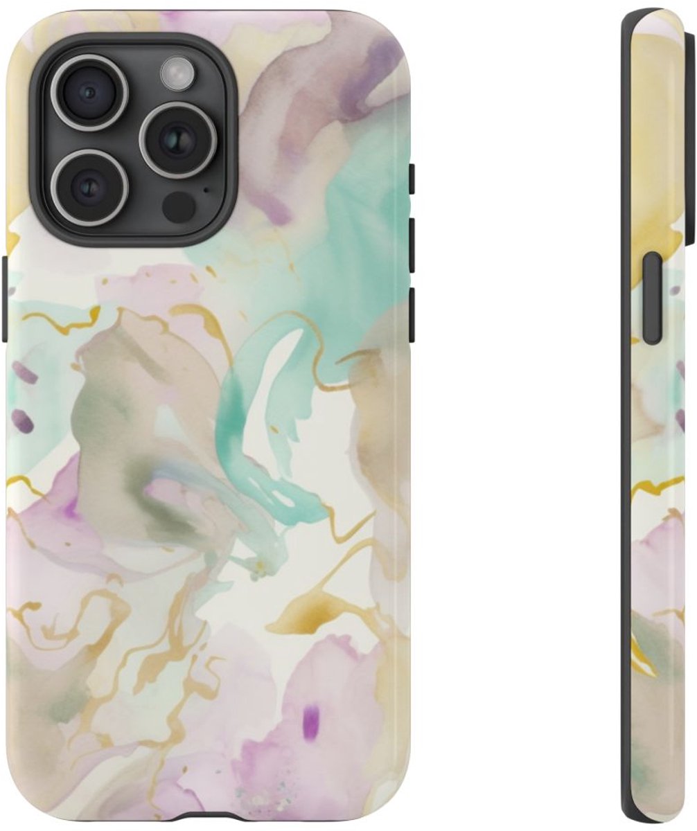 Zachte Waterverf Abstract Fluid Design – Telefoonhoesje Geschikt voor iPhone 15 Pro Max