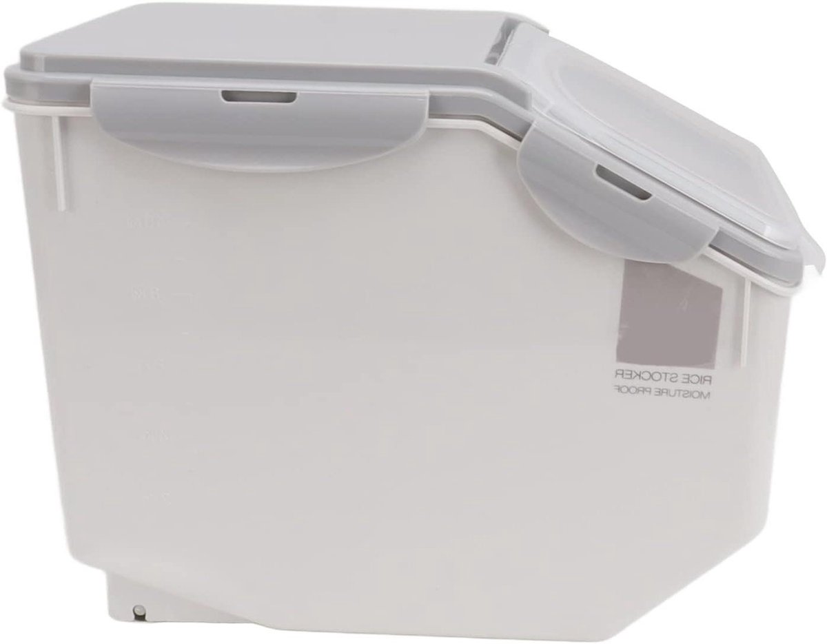 Eco-vriendelijke Rijstcontainer - Hittebestendig - Ruimtebesparend - Luchtdichte Voedselcontainer - Met Bonencup (Grijs 15kg)