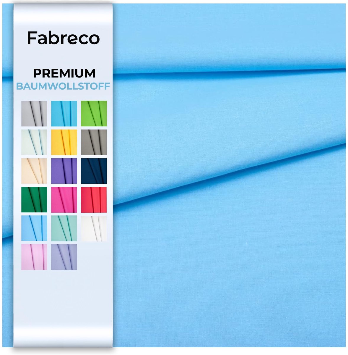 Fabreco - 100% Premium Katoenen Stof per Meter, Effen, 160 cm | 220 g/m - Zacht, duurzaam en huidvriendelijk | Stoffen voor Naai- & Decoratiedoeleinden | Stoffen per Meter - Stof | Blauw