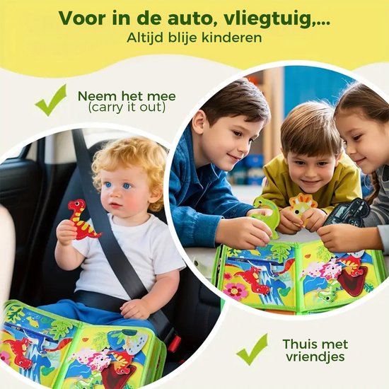 Dinosaurus Busy Board Montessori Speelgoed - Montessori activiteitenboek - Sinterklaas cadeautjes Educatief speelgoed meisjes Motoriek Speelgoed voor in de auto - Peuter speelgoed Kinderspeelgoed 1 jaar 2 jaar 3 jaar Jongens speelgoed 4 jaar 5 jaar van Merkloos — afbeelding 4