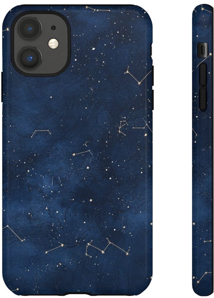 Sterrenbeeldpatroon op Donkerblauwe Achtergrond – Telefoonhoesje Geschikt voor iPhone 11
