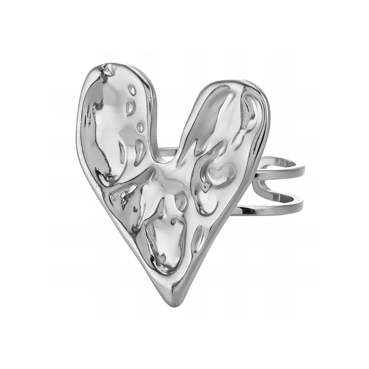 Luxxie - Statement Ring - Zilveren Hart Ring - Stainless Steel - Verstelbaar