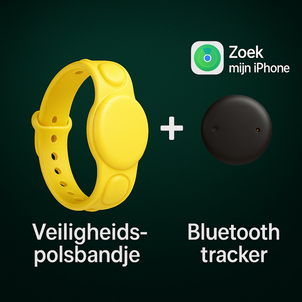 Kinder GPS Polsbandje met Bluetooth Tracker – Geschikt voor ‘Zoek mijn iPhone’ – Veiligheidsarmband voor Kinderen 2-8 Jaar – Ideaal voor Vakantie & Uitjes – Geel