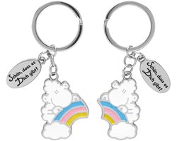 Sheepworld Sleutelhanger voor Twee "Regenboog" | Hangerset, Twee hangers met sleutelhanger, Zinklegering, IJzer, Metaal | Cadeau, voor Twee, voor Koppels | 47009