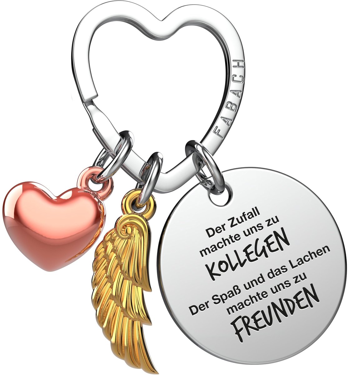 FABACH Beste Collega Sleutelhanger Beschermengel Geluksbrenger met Hart en Gravure - Afscheid Collega Afscheidscadeau - Cadeaus Werk Collega Cadeau voor Collega met Hart