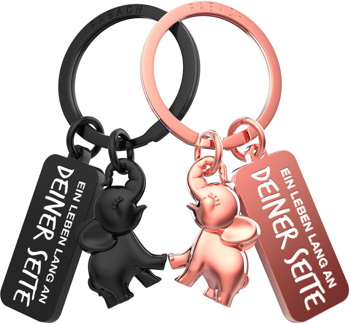 FABACH Olifant sleutelhangers voor koppels - 2 olifanten met hart - I Love You cadeau - Liefdescadeaus voor koppels en vriendinnen