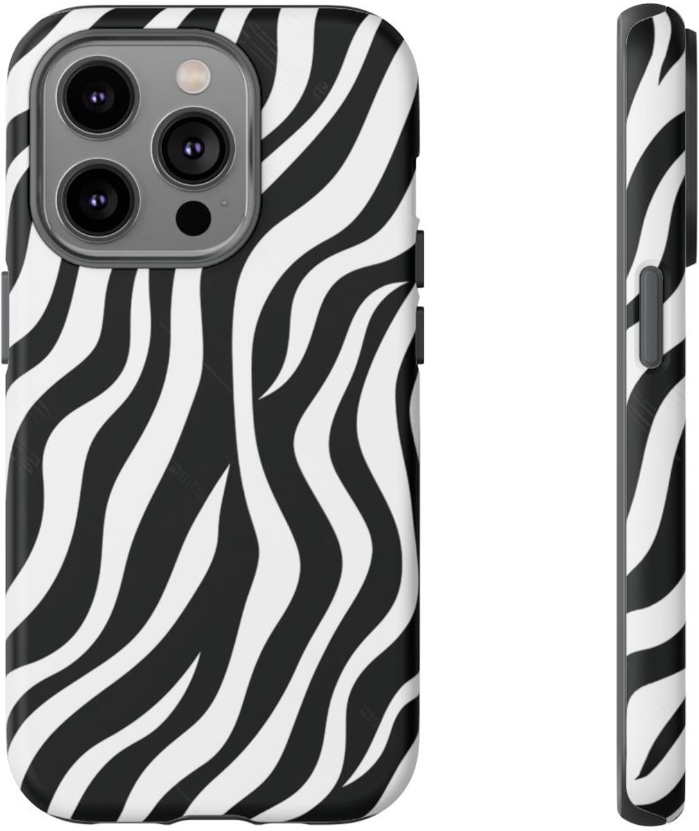 Zwart-Wit Zebra Strepenpatroon – Telefoonhoesje Geschikt voor iPhone 14 Pro