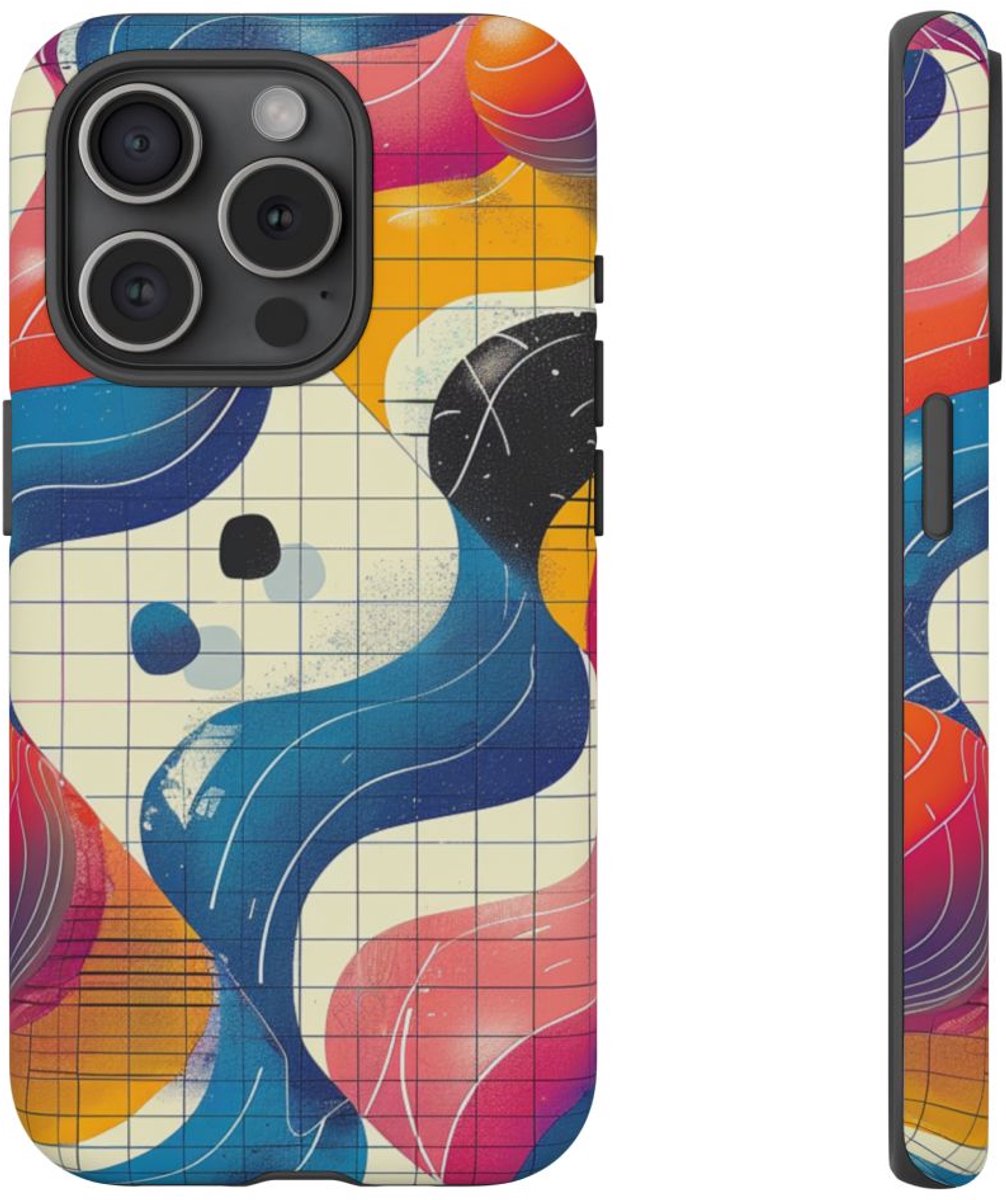 Kleurrijk Abstract Geometrisch Ontwerp – Telefoonhoesje Geschikt voor iPhone 15 Pro